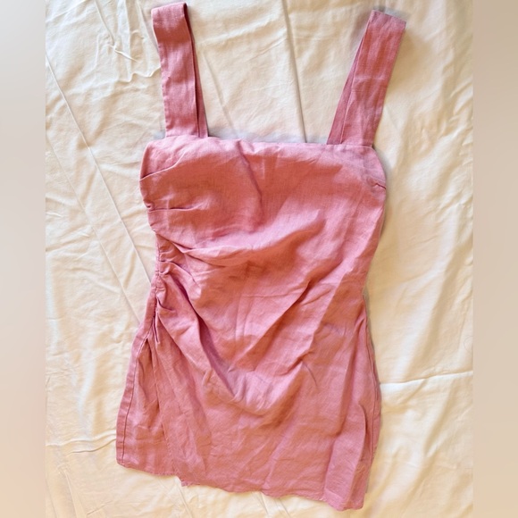 REFORMATION Kerrigan 100% Linen Light Pink Mini Dress - Picture 7 of 15